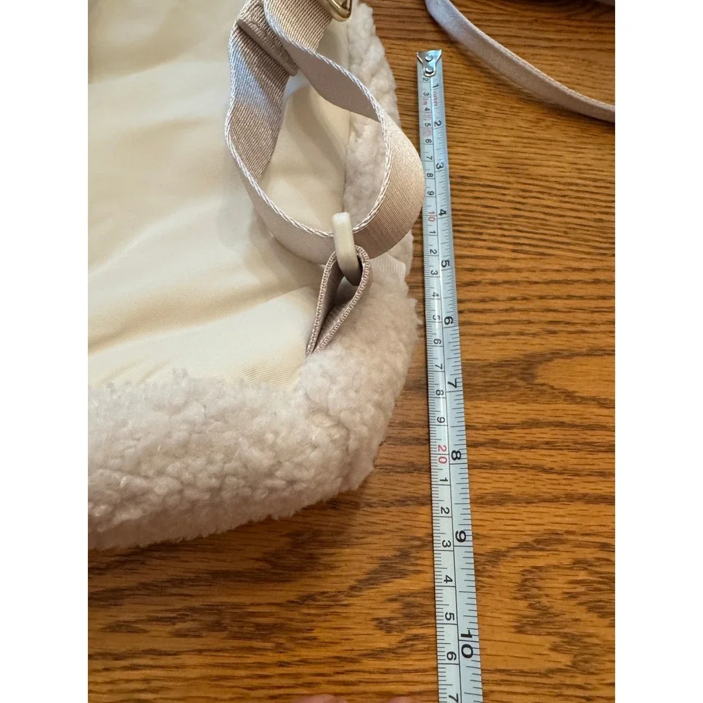Lululemon Backpack Nano Women White Like New Fleece Sherpa Gold Hardware
